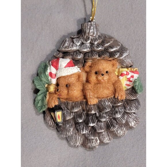Other - Vintage Scott’s Pine Cone 4" Christmas Ornament Brown Bear Cubs